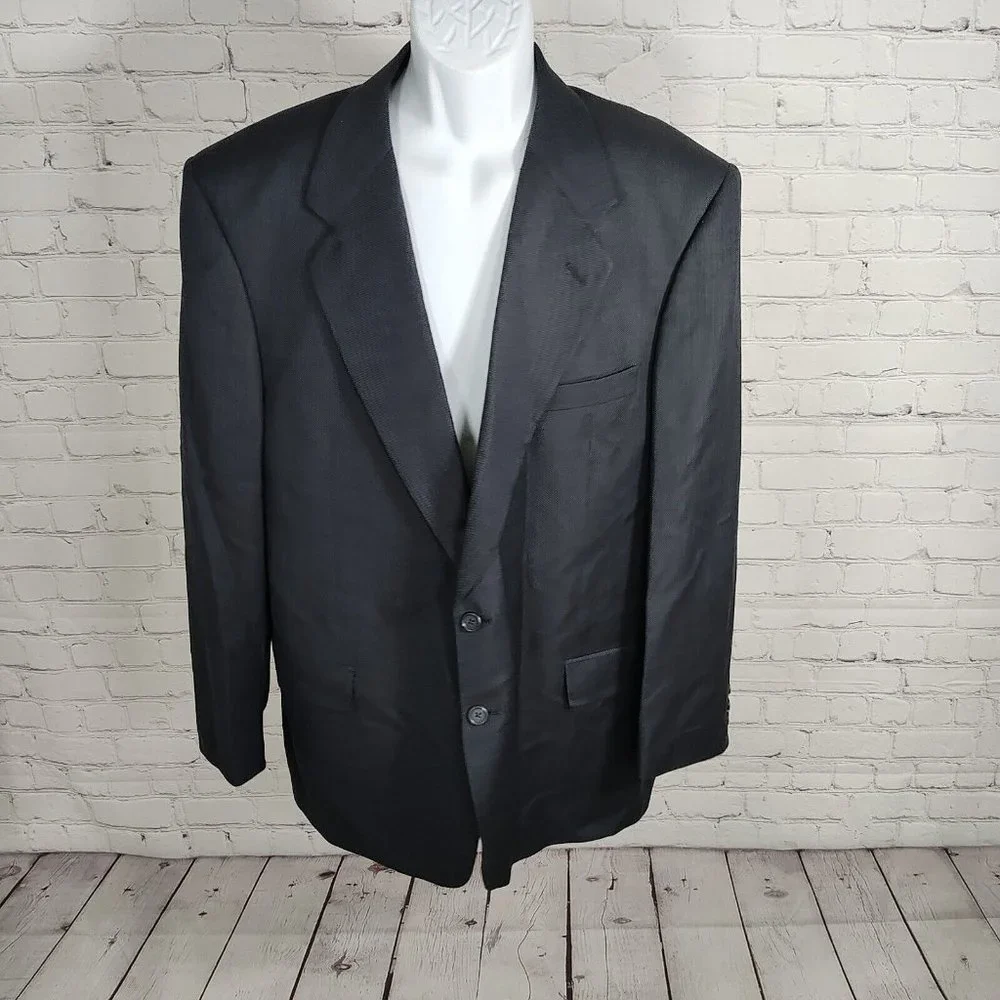 Louis Roth Single Breasted Birds Eye Knit Navy Three Button Mens Blazer Size 44R